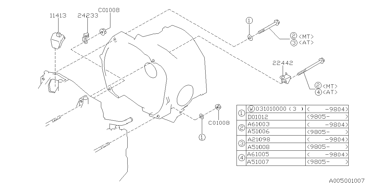 Diagram TIMING HOLE PLUG & TRANSMISSION BOLT for your 2001 Subaru Impreza   