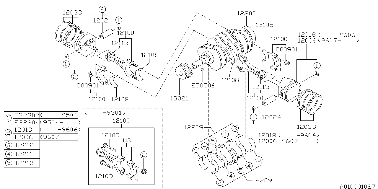 Diagram PISTON & CRANKSHAFT for your 2004 Subaru Outback  Limited Wagon 