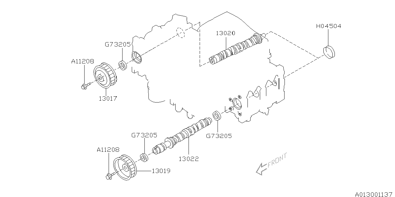 Diagram CAMSHAFT & TIMING BELT for your 2001 Subaru Impreza   