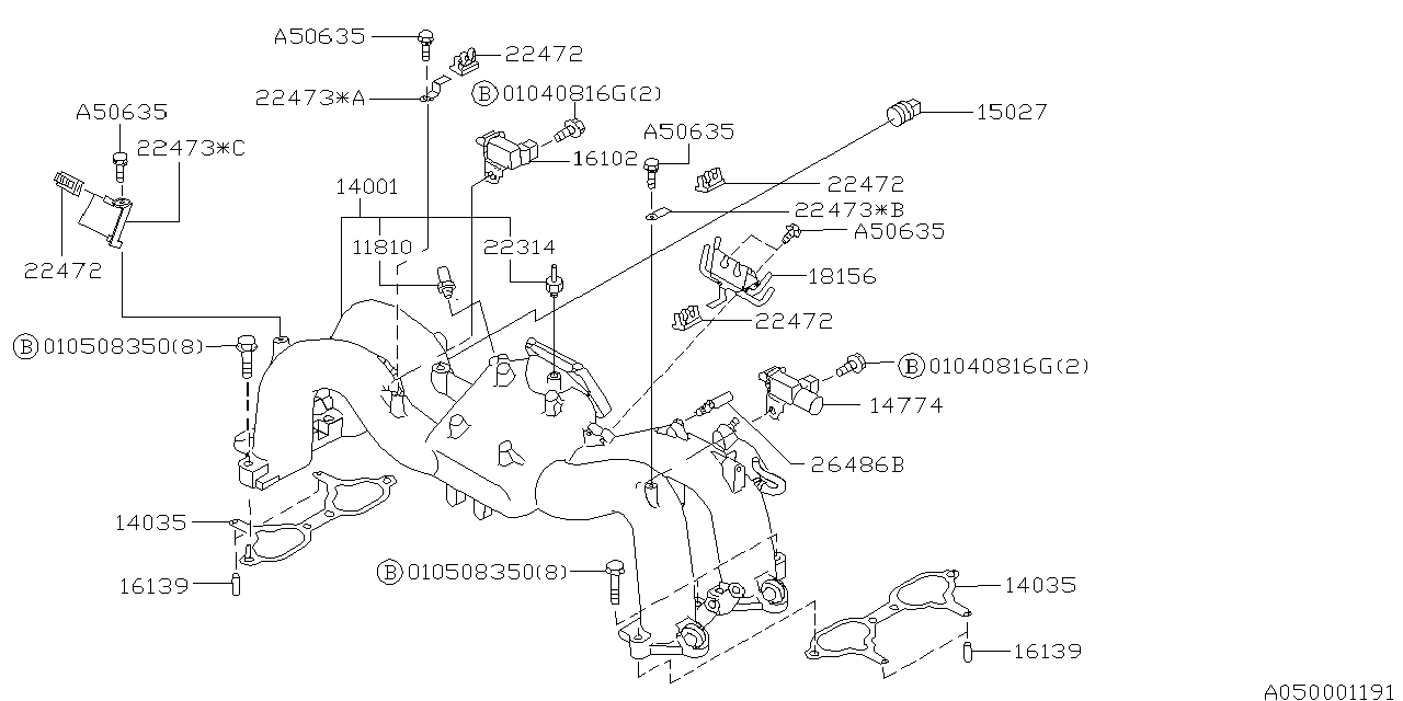 Diagram INTAKE MANIFOLD for your 2002 Subaru Impreza   