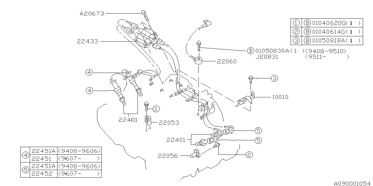 Diagram SPARK PLUG & HIGH TENSION CORD for your Subaru Impreza  