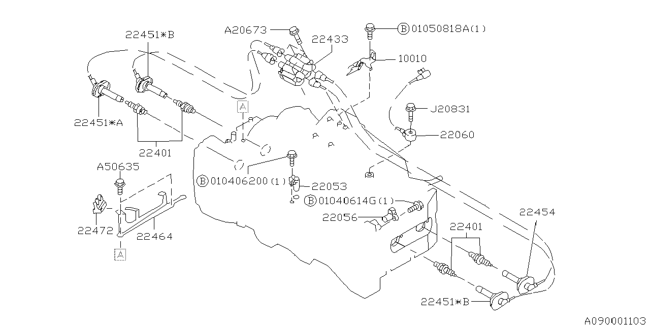 Diagram SPARK PLUG & HIGH TENSION CORD for your 2005 Subaru Forester   