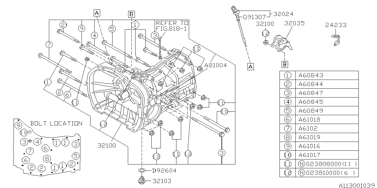 Diagram MT, TRANSMISSION CASE for your Subaru Impreza  