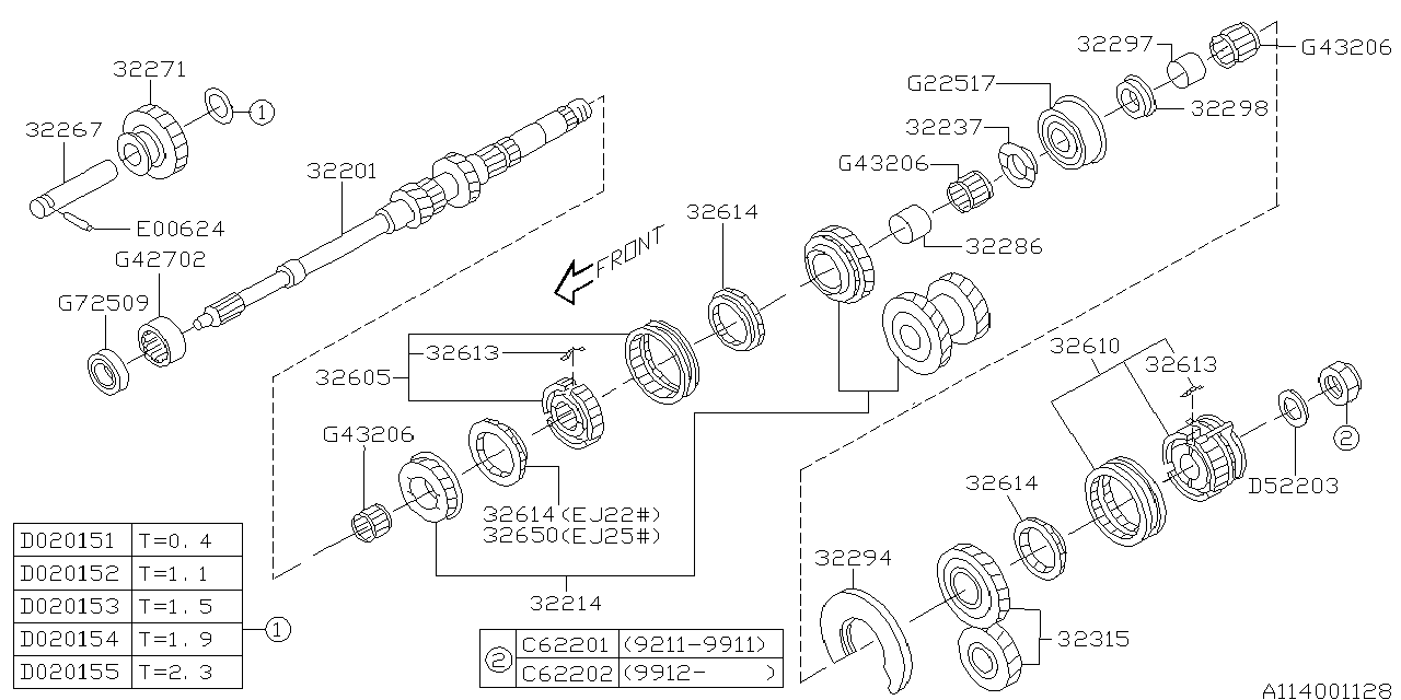 Diagram MT, MAIN SHAFT for your 2001 Subaru Impreza   