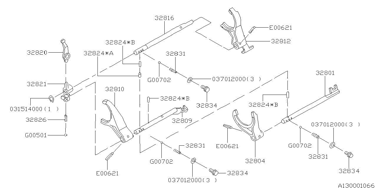 Diagram MT, SHIFTER FORK & SHIFTER RAIL for your 2024 Subaru Legacy   