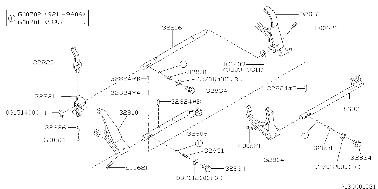 Diagram MT, SHIFTER FORK & SHIFTER RAIL for your 2024 Subaru Legacy   