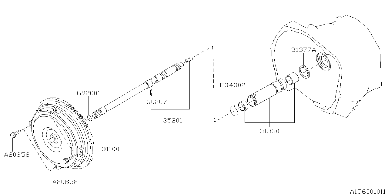 Diagram AT, TORQUE CONVERTER & CONVERTER CASE for your 2012 Subaru Forester  X 