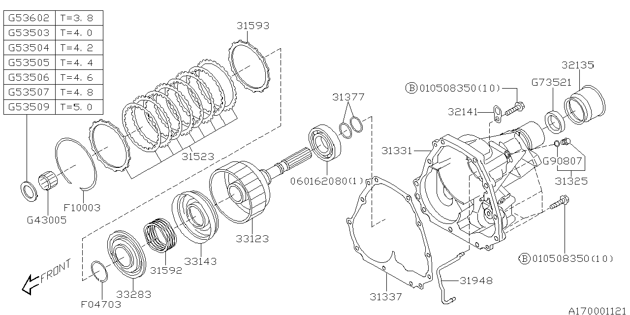 Diagram AT, TRANSFER & EXTENSION for your 2001 Subaru Impreza   