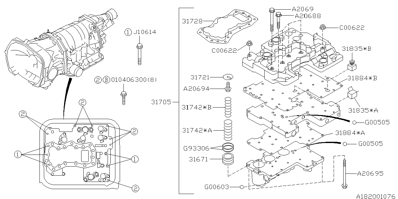 Diagram AT, CONTROL VALVE for your 2005 Subaru Impreza  RS-PRO SEDAN 