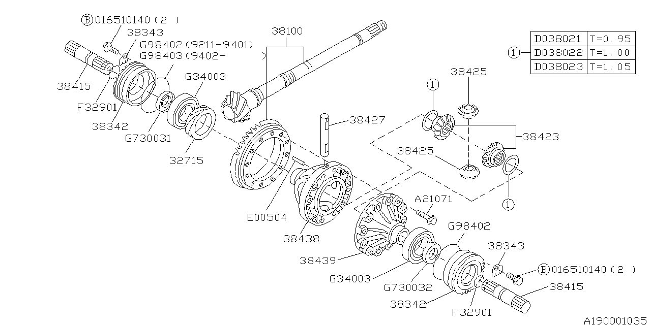 Diagram DIFFERENTIAL (TRANSMISSION) for your Subaru