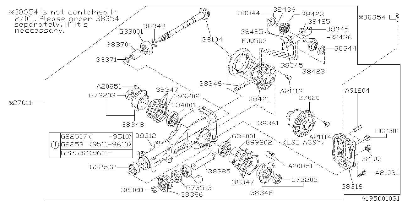 Diagram DIFFERENTIAL (INDIVIDUAL) for your 2001 Subaru Impreza   