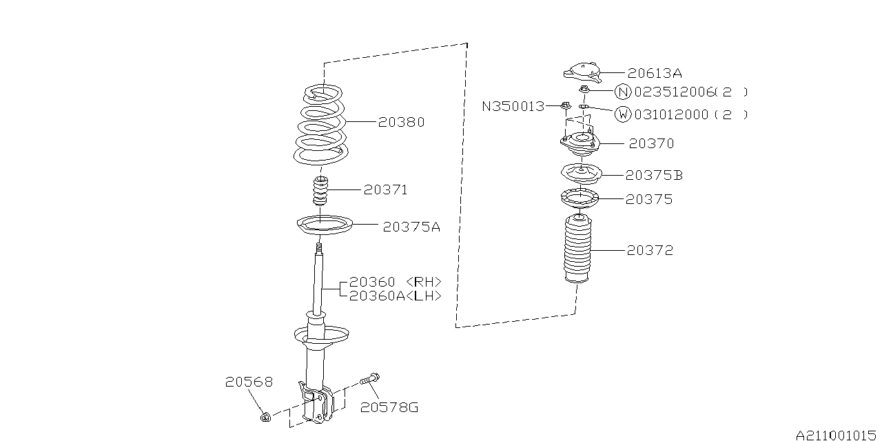 Diagram REAR SHOCK ABSORBER for your 2018 Subaru Impreza   