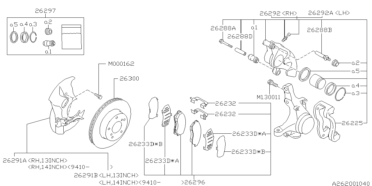 Diagram FRONT BRAKE for your 1998 Subaru Impreza   