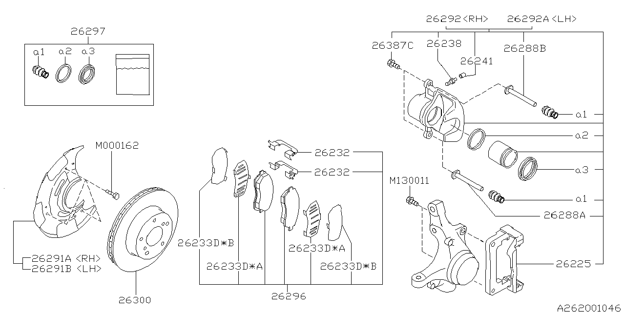 Diagram FRONT BRAKE for your 1998 Subaru Impreza 2.5L MT RS Coupe 