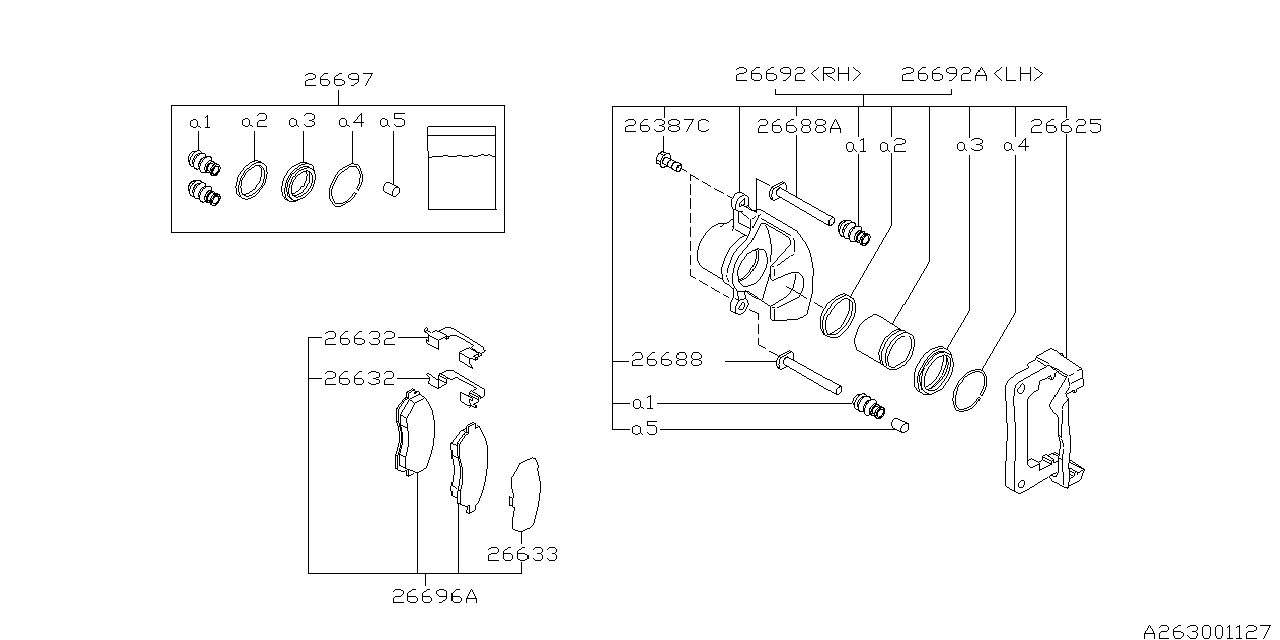 Diagram REAR BRAKE for your 2001 Subaru Impreza   