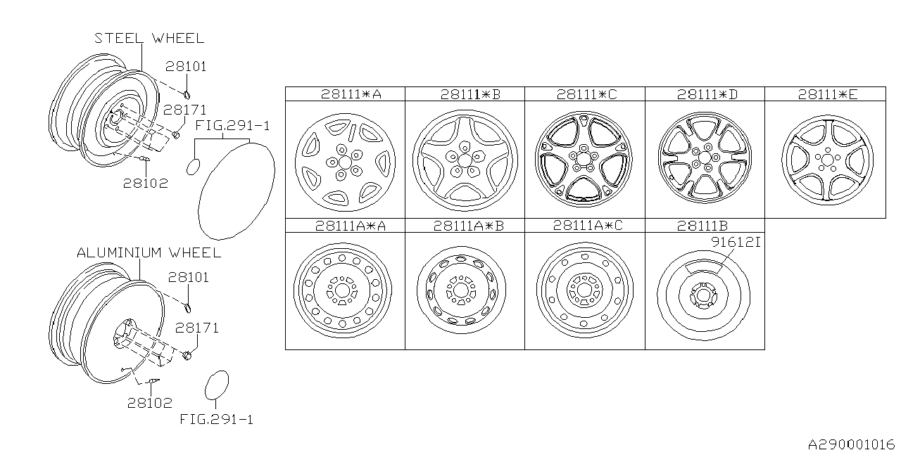 Diagram DISK WHEEL for your 2001 Subaru Impreza   
