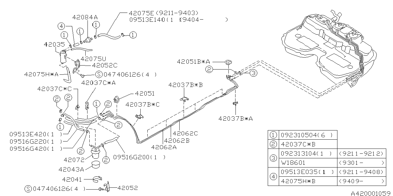 Diagram FUEL PIPING for your Subaru Impreza  