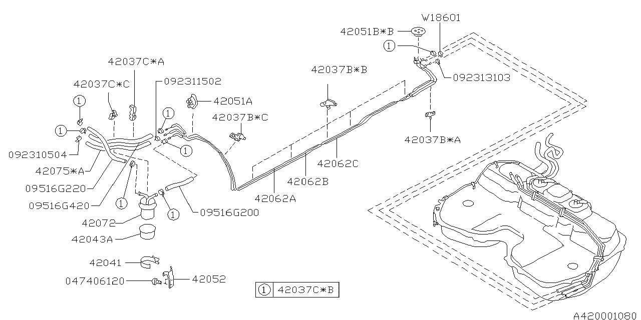 Diagram FUEL PIPING for your Subaru Impreza  