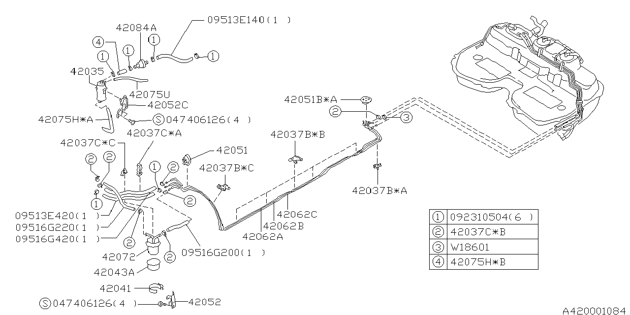 Subaru Outback Pipe Return. Cooling, Engine, FUEL, PIPING - 42065FC090 ...