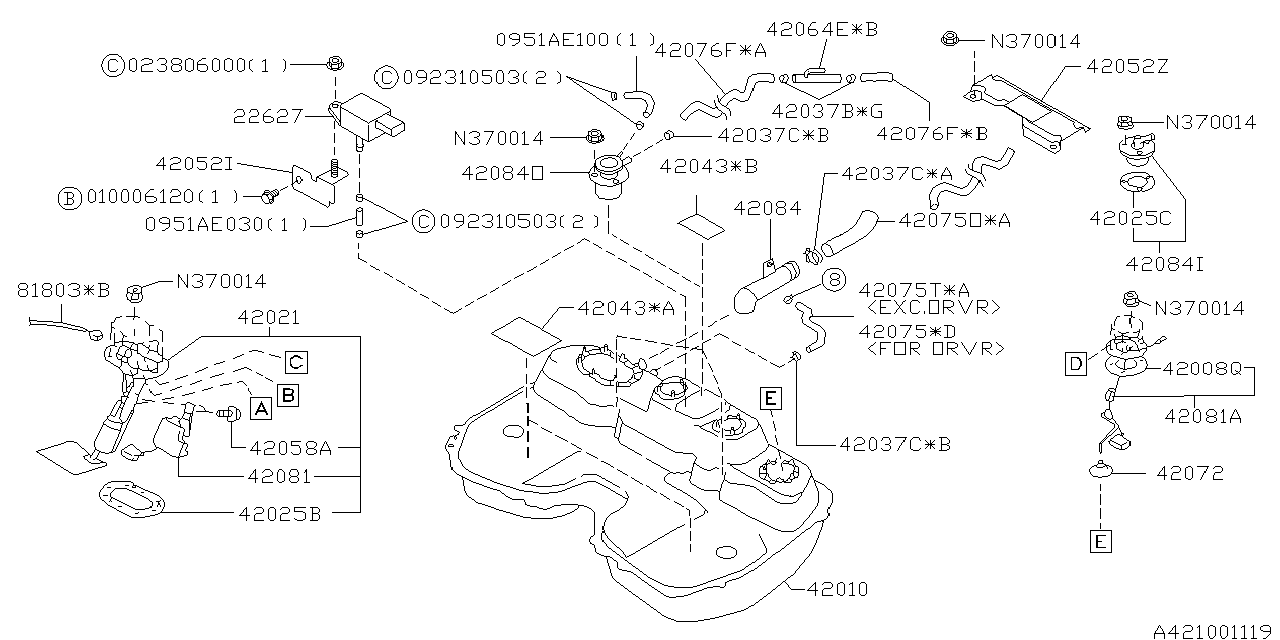 Diagram FUEL TANK for your Subaru Impreza  