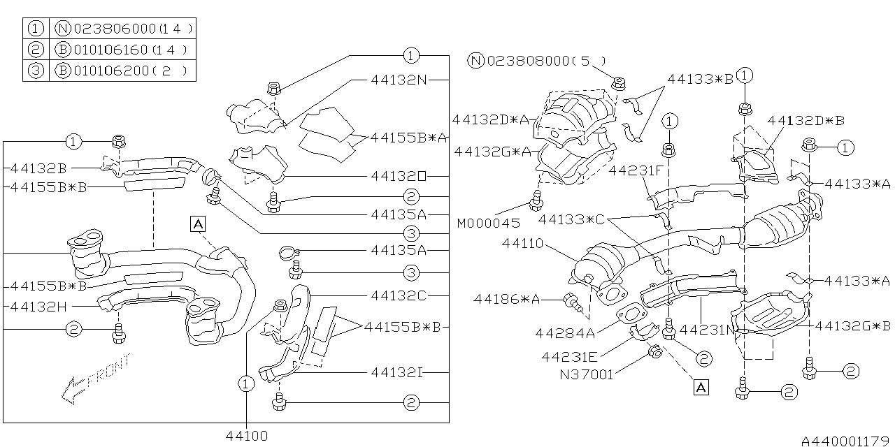 Diagram EXHAUST for your 2001 Subaru Impreza  RS Coupe 