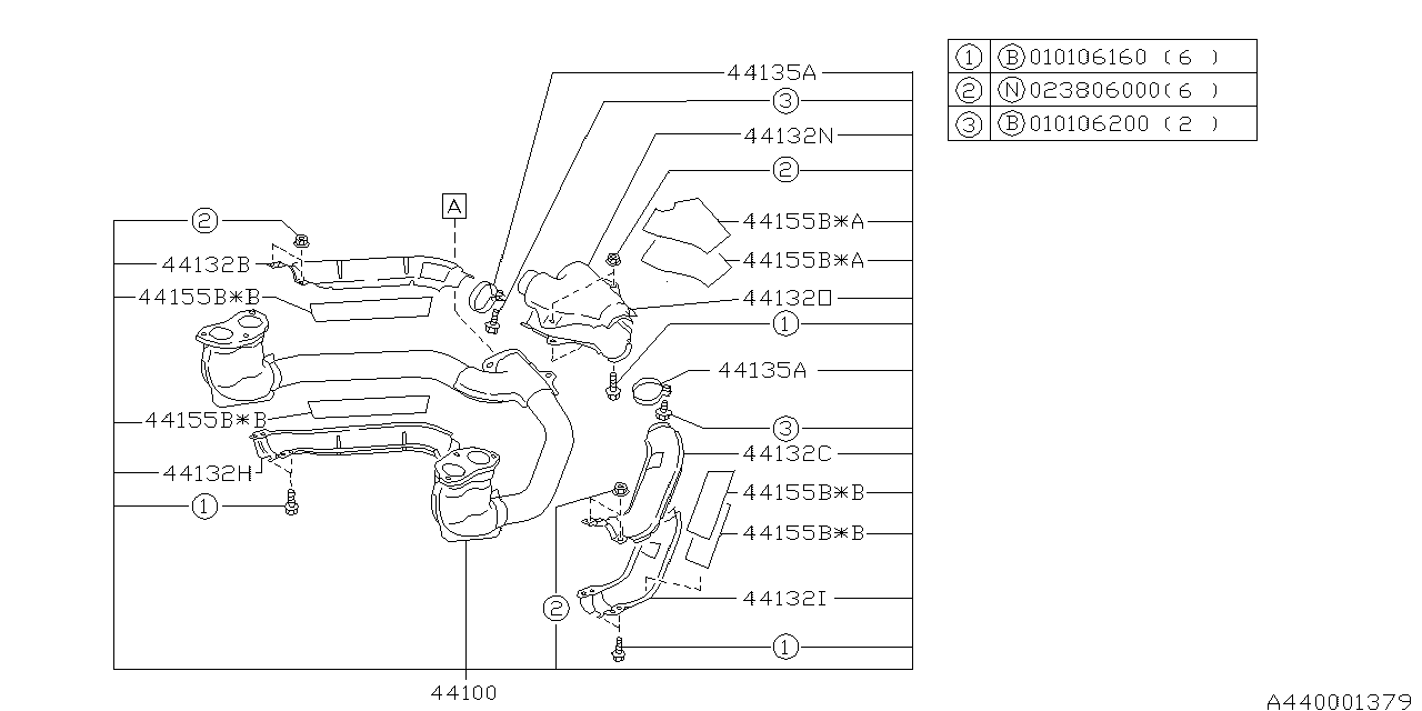 Diagram EXHAUST for your 2001 Subaru Impreza  Limited COUPE 