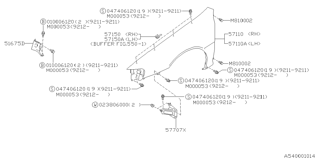 Diagram FENDER for your 2015 Subaru Impreza  SPORT LIMITED w/EyeSight WAGON 