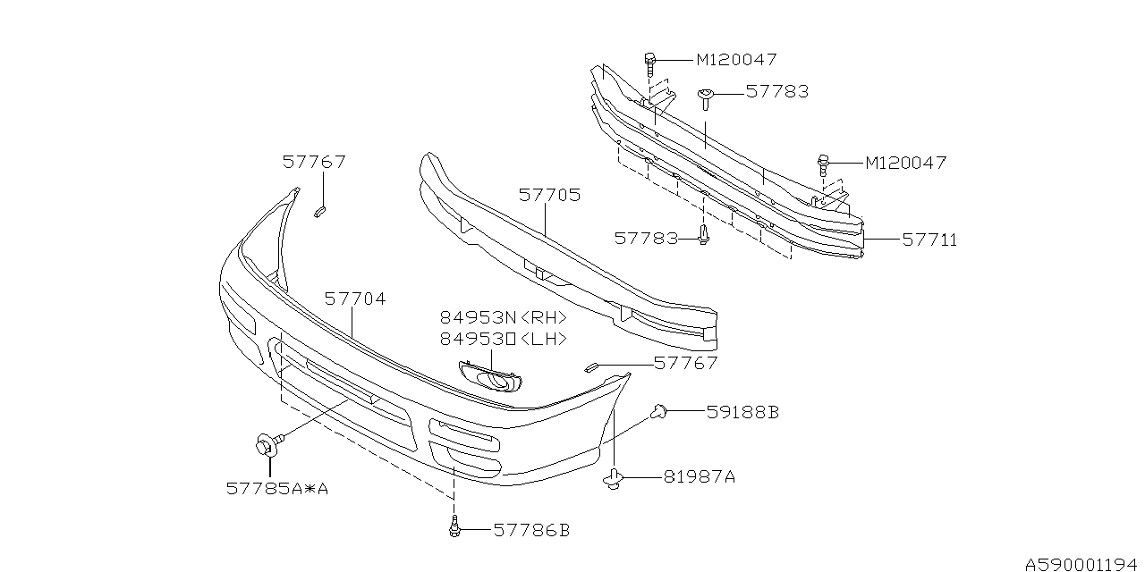 Diagram FRONT BUMPER for your 2001 Subaru Impreza   