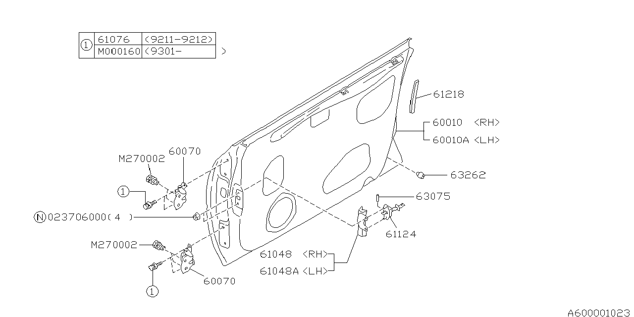 Diagram FRONT DOOR PANEL for your 1995 Subaru