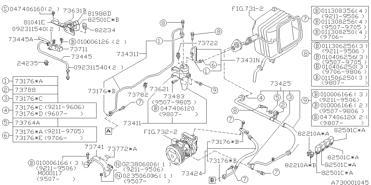 73732FA110 - Hvac pressure switch - Genuine Subaru Part