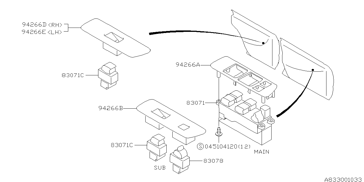 Diagram SWITCH (POWER WINDOW) for your Subaru Impreza  