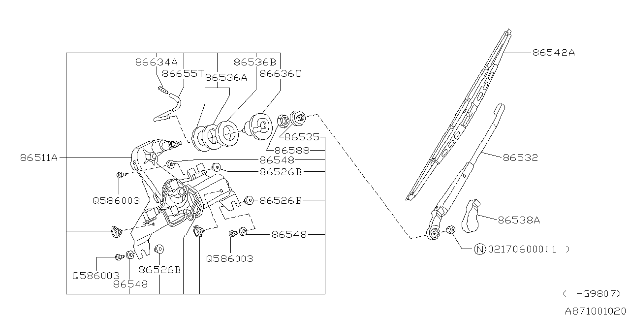 Diagram WIPER (REAR) for your 2017 Subaru Legacy  Limited Sedan 