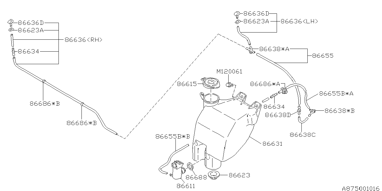 Diagram WINDSHIELD WASHER for your 2023 Subaru WRX PREMIUM w/EyeSight  