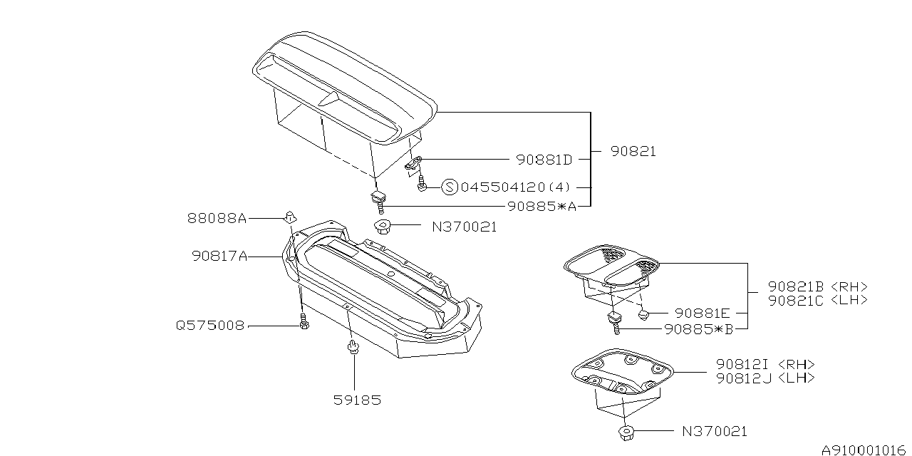 Diagram GRILLE & DUCT for your Subaru Outback  