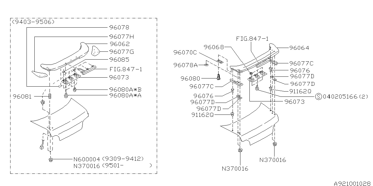 Diagram SPOILER for your 2000 Subaru Forester   