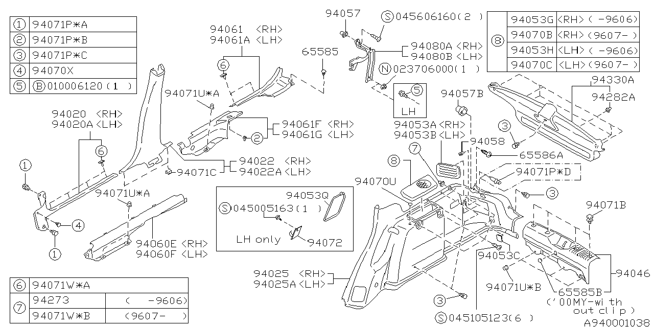 Diagram INNER TRIM for your 1996 Subaru Outback   