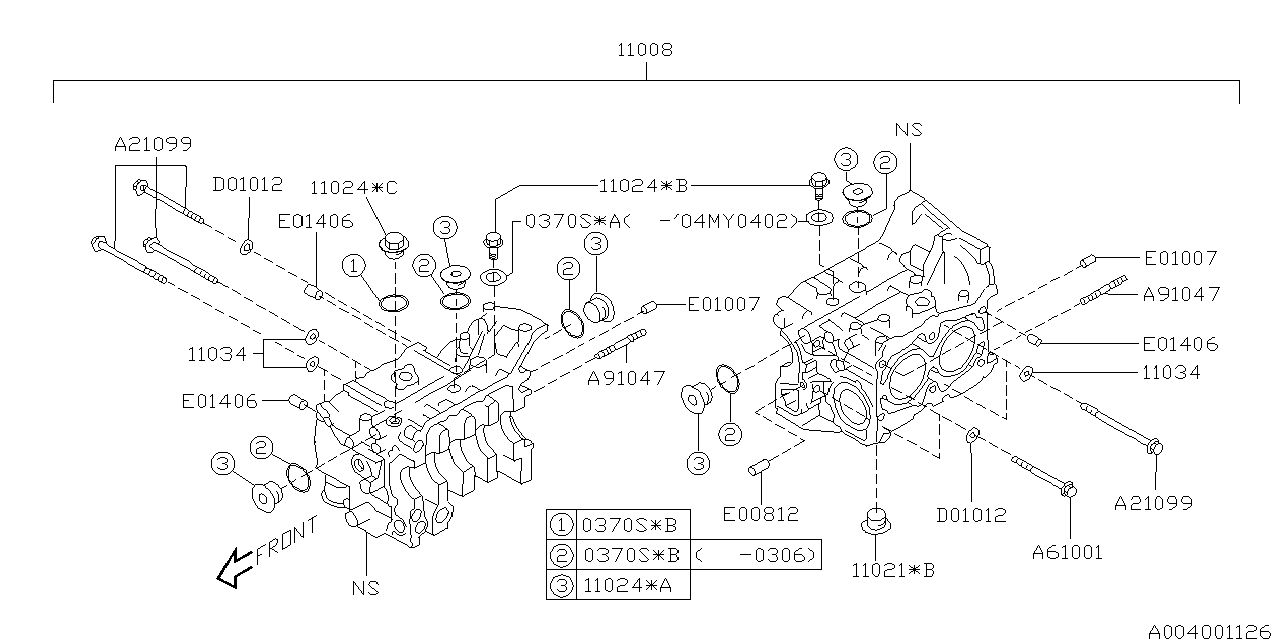 Diagram CYLINDER BLOCK for your Subaru Impreza  