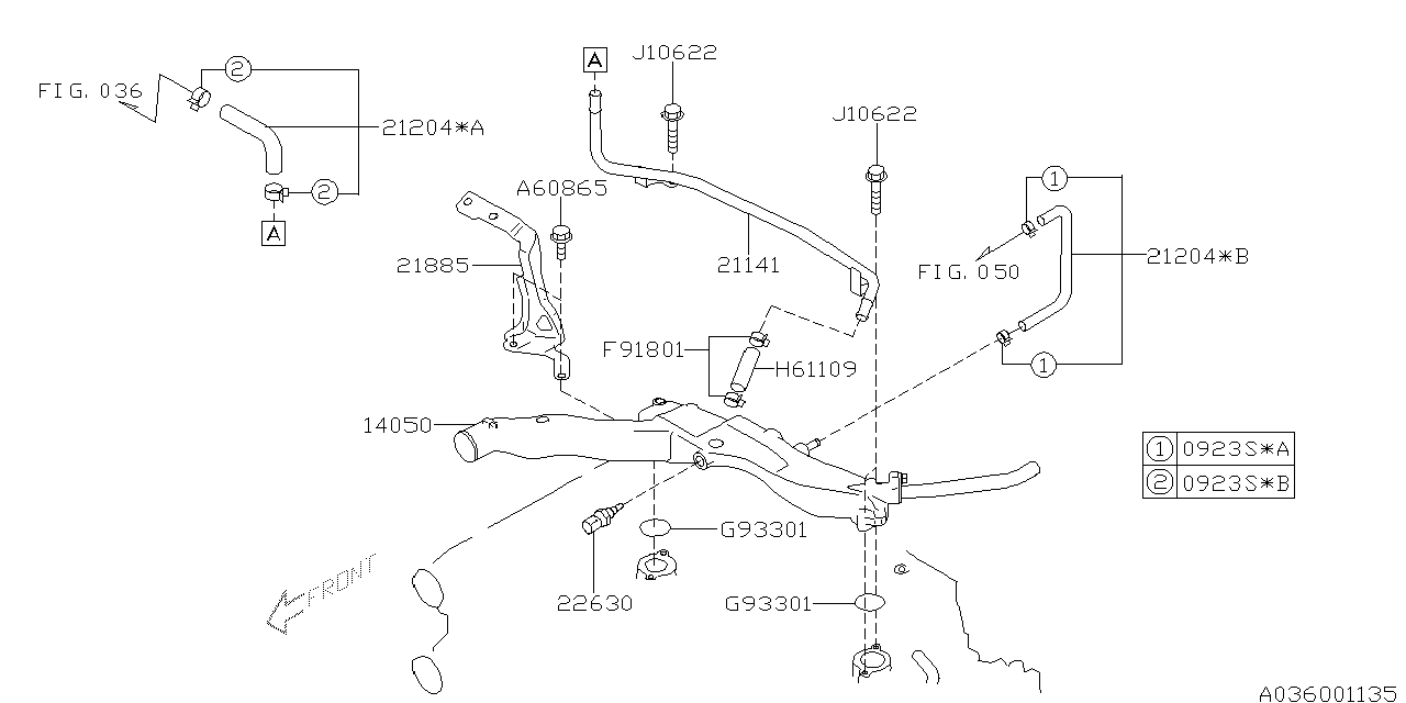 Diagram WATER PIPE (1) for your 2022 Subaru Crosstrek   