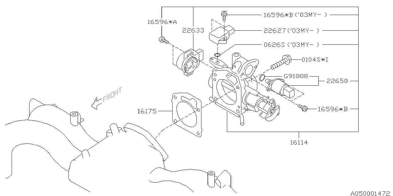 Diagram INTAKE MANIFOLD for your 2002 Subaru Impreza   