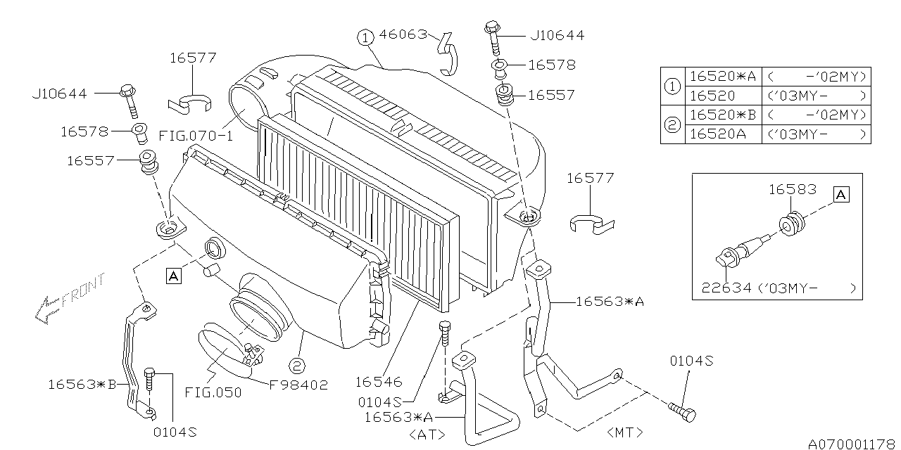 Diagram AIR CLEANER & ELEMENT for your 2020 Subaru BRZ  STI 