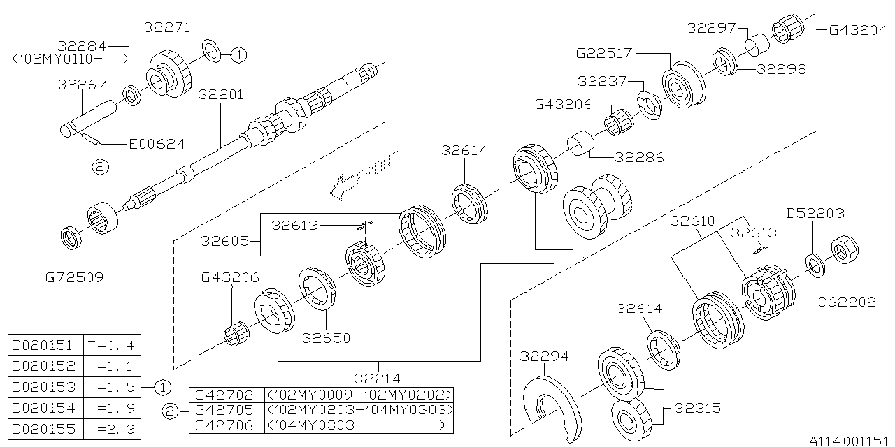 Diagram MT, MAIN SHAFT for your 2009 Subaru STI   