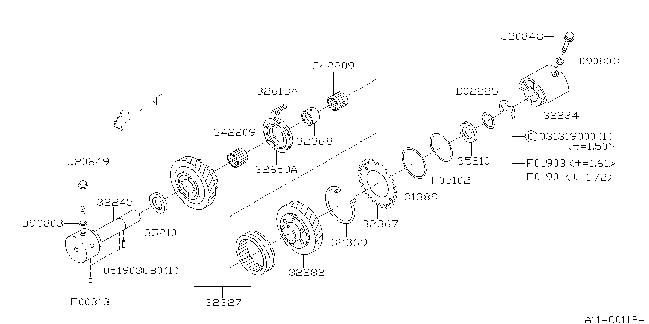 Diagram MT, MAIN SHAFT for your 2007 Subaru WRX  S209 