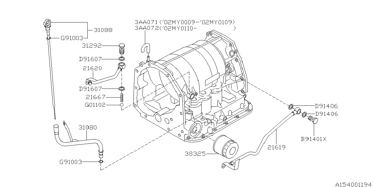 Diagram AT, TRANSMISSION CASE for your 2002 Subaru Outback   