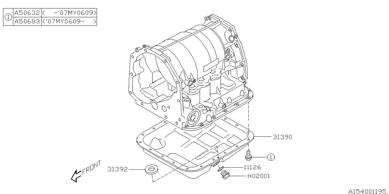 Diagram AT, TRANSMISSION CASE for your Subaru