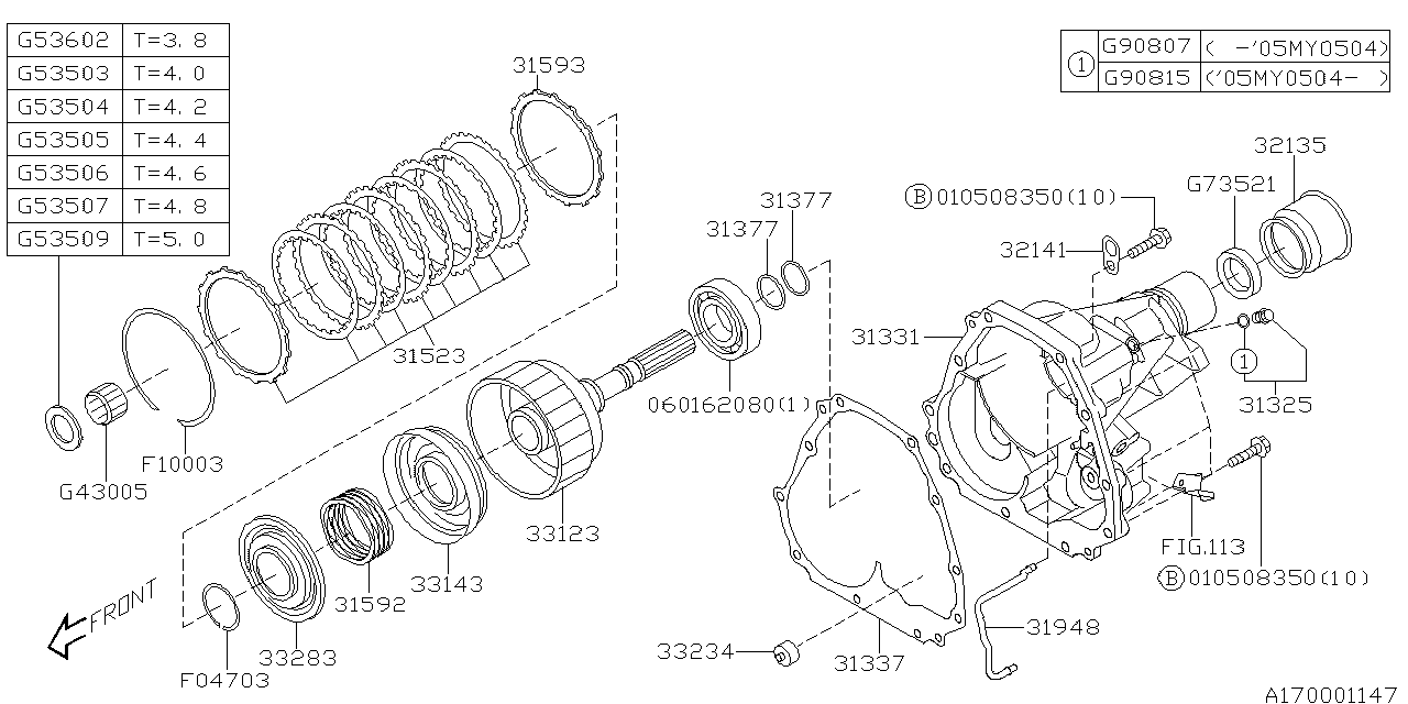 Diagram AT, TRANSFER & EXTENSION for your 2003 Subaru Impreza   