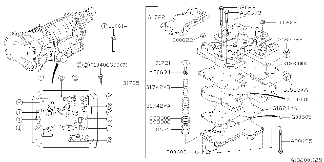 Diagram AT, CONTROL VALVE for your 2012 Subaru Impreza   