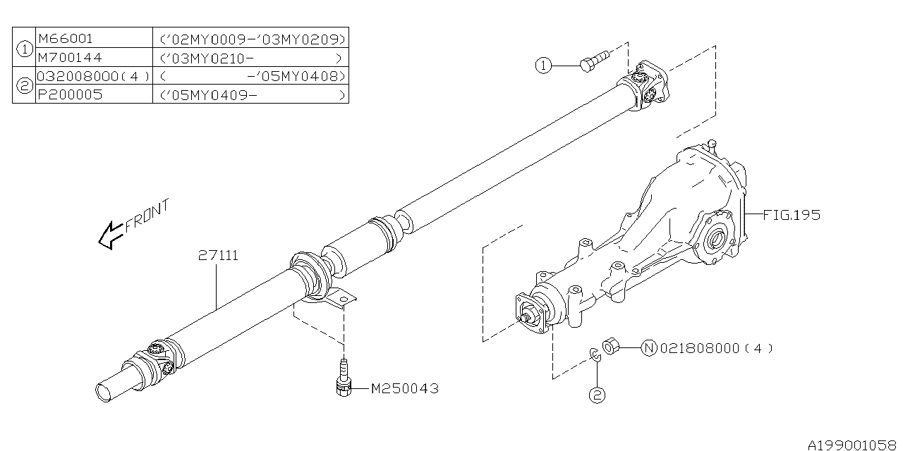 Diagram PROPELLER SHAFT for your Subaru Impreza  