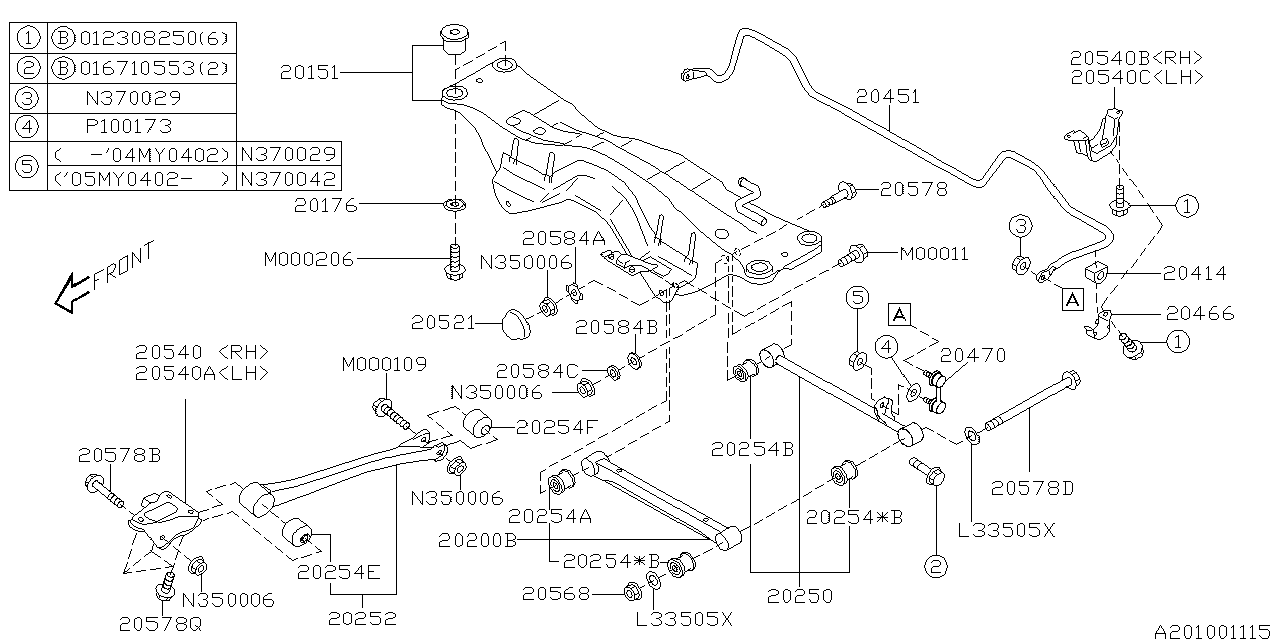 Diagram REAR SUSPENSION for your Subaru