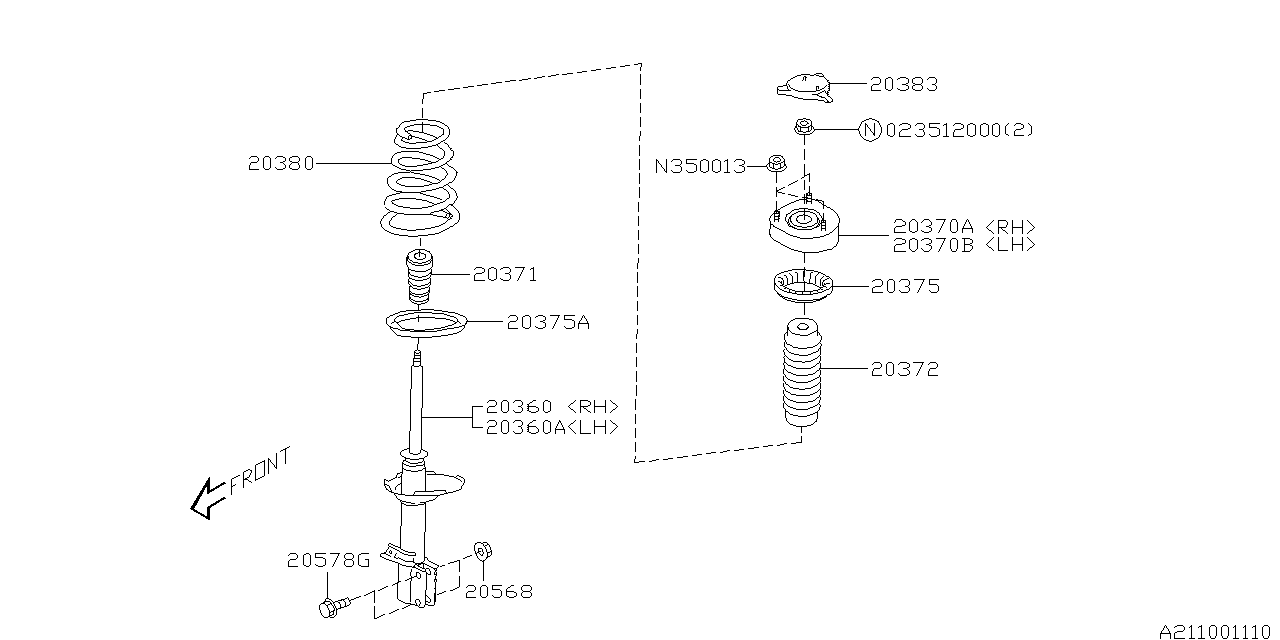 Diagram REAR SHOCK ABSORBER for your 2020 Subaru Impreza   