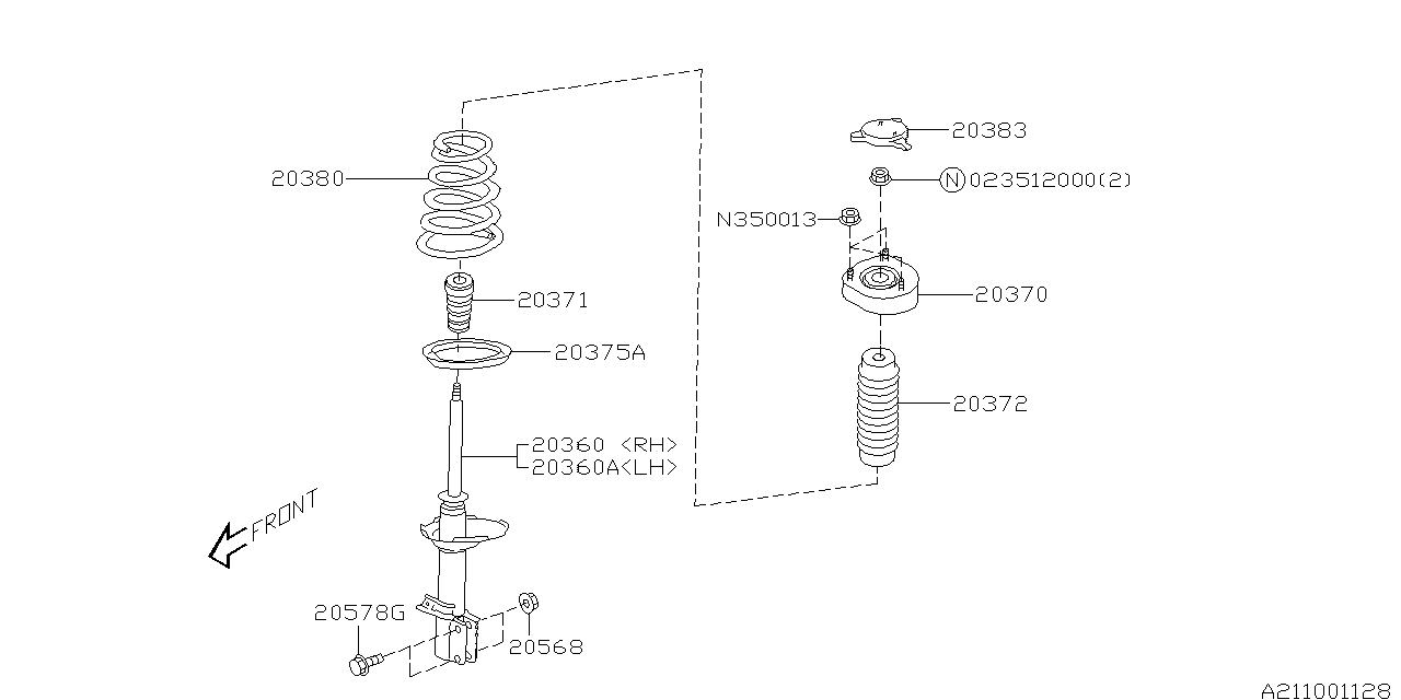 Diagram REAR SHOCK ABSORBER for your 2004 Subaru STI   